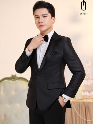 Vest Nam Đen Gấm Túi Hộp