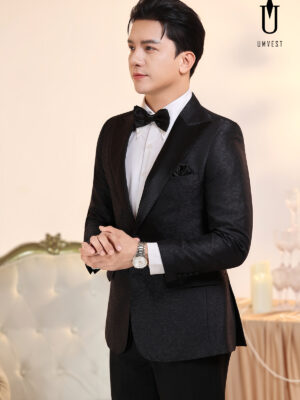 Vest Nam Đen Gấm Túi Hộp