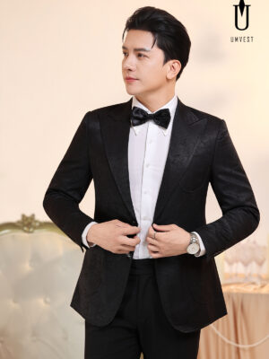 Vest Nam Đen Gấm Túi Hộp