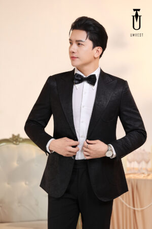 Vest Nam Đen Gấm Túi Hộp