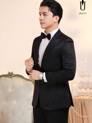 Vest Nam Đen Gấm Túi Hộp