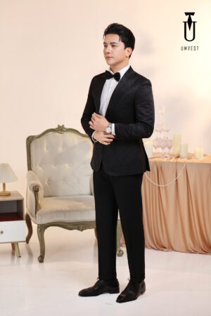 Vest Nam Đen Gấm Túi Hộp