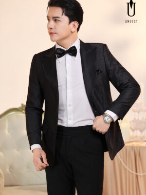 Vest Nam Đen Gấm Túi Hộp