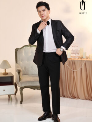 Vest Nam Đen Gấm Túi Hộp