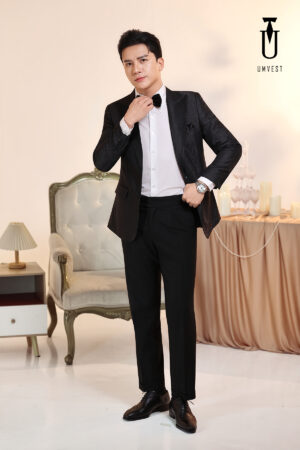 Vest Nam Đen Gấm Túi Hộp