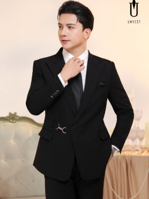 Vest Nam Đen Xương Cá Khóa