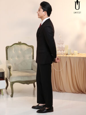 Vest Nam Đen Xương Cá Khóa Sập