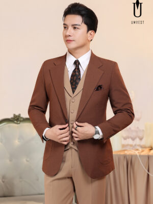 Vest Nam Nâu Gile Phối Áo