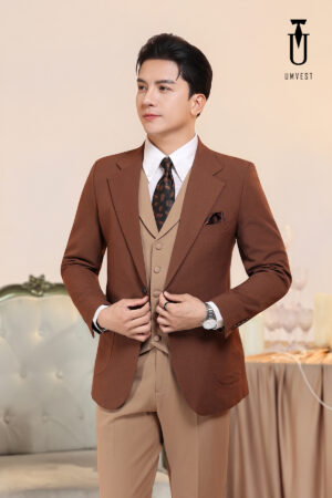 Vest Nam Nâu Gile Phối Áo