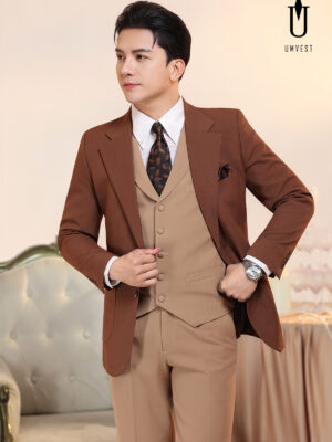 Vest Nam Nâu Gile Phối Áo