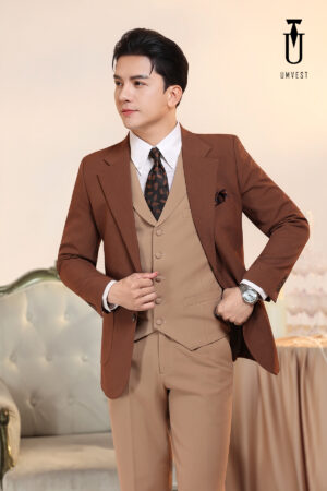 Vest Nam Nâu Gile Phối Áo