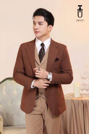 Vest Nam Nâu Gile Phối Áo