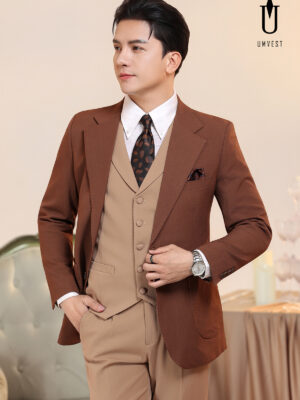 Vest Nam Nâu Gile Phối Áo