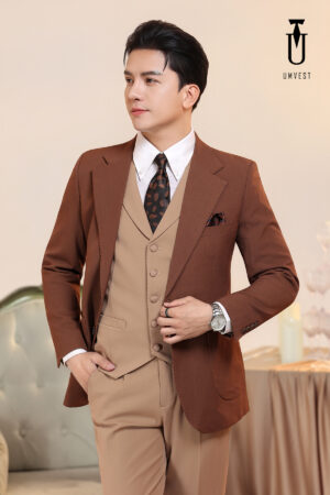 Vest Nam Nâu Gile Phối Áo