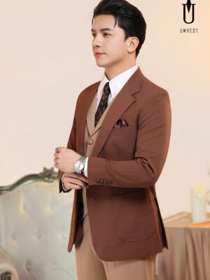 Vest Nam Nâu Gile Phối Áo