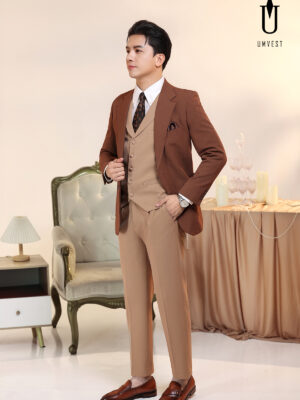 Vest Nam Nâu Gile Phối Áo