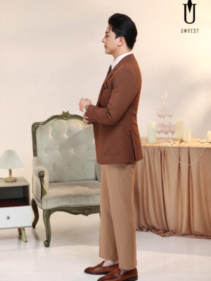 Vest Nam Nâu Gile Phối Áo