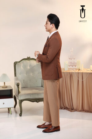 Vest Nam Nâu Gile Phối Áo