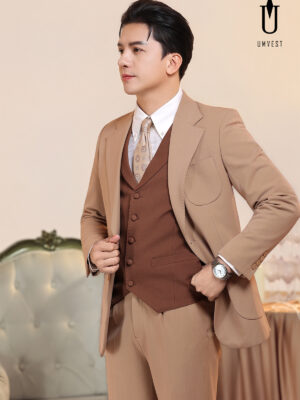 Vest Nam Nâu Phối Gile