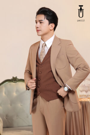 Vest Nam Nâu Phối Gile