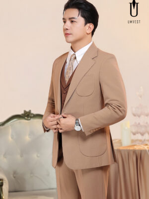 Vest Nam Nâu Phối Gile