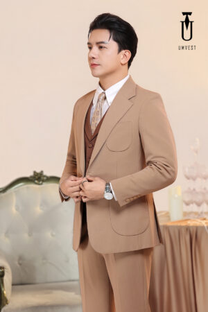 Vest Nam Nâu Phối Gile