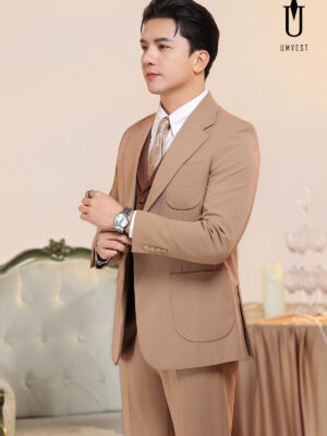 Vest Nam Nâu Phối Gile