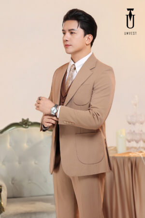 Vest Nam Nâu Phối Gile