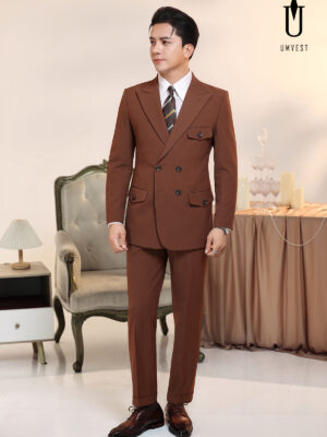 Vest Nam Nâu Đậm 6 Cúc