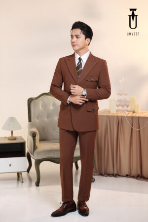 Vest Nam Nâu Đậm 6 Cúc