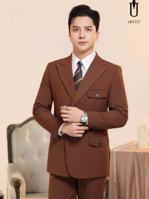 Vest Nam Nâu Đậm 6 Cúc