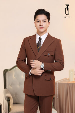 Vest Nam Nâu Đậm 6 Cúc