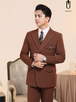 Vest Nam Nâu Đậm 6 Cúc