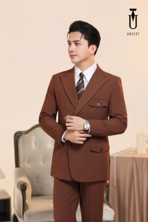 Vest Nam Nâu Đậm 6 Cúc