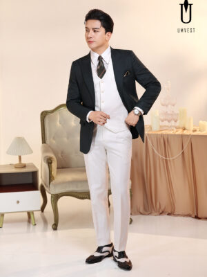 Vest Nam Rêu Phối Trắng