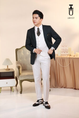 Vest Nam Rêu Phối Trắng