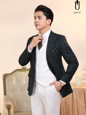 Vest Nam Rêu Phối Trắng