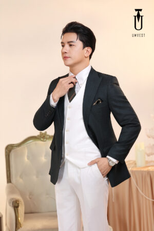 Vest Nam Rêu Phối Trắng