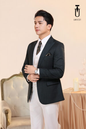 Vest Nam Rêu Phối Trắng