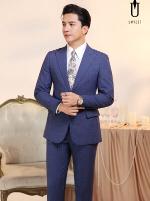 Vest Nam Sọc Xanh Dương