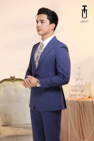 Vest Nam Sọc Xanh Dương
