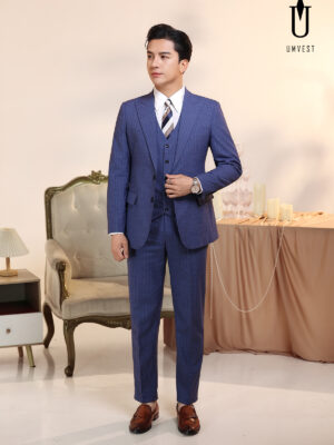 Vest Nam Sọc Xanh Dương Gile