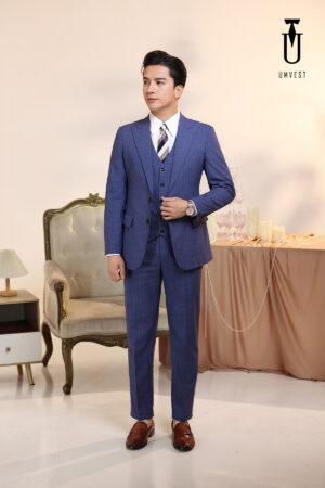 Vest Nam Sọc Xanh Dương Gile