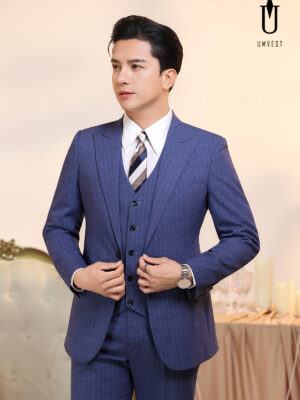 Vest Nam Sọc Xanh Dương Gile