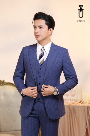 Vest Nam Sọc Xanh Dương Gile