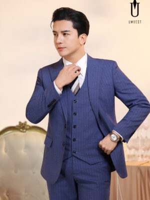 Vest Nam Sọc Xanh Dương Gile