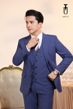 Vest Nam Sọc Xanh Dương Gile