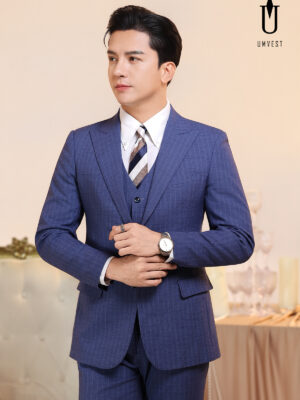 Vest Nam Sọc Xanh Dương Gile