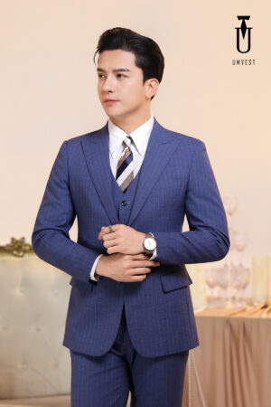 Vest Nam Sọc Xanh Dương Gile