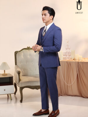 Vest Nam Sọc Xanh Dương Gile